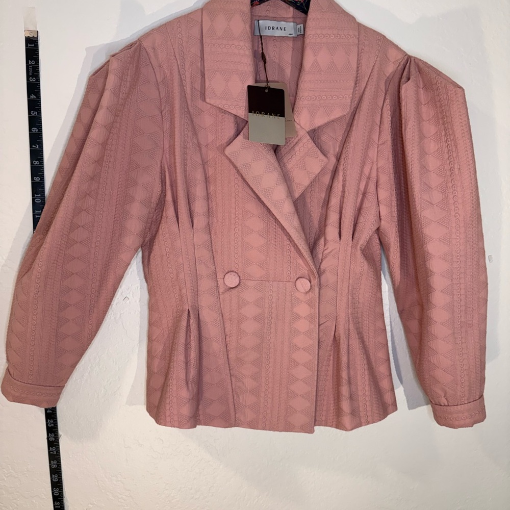 NWT IORANE RARE Luxury Tailored Blazer Dusty Pink Double Breasted Medium‎